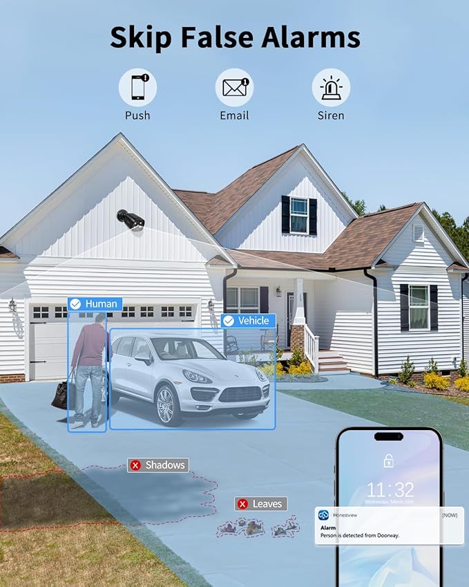 《130° Wide Angle & 2-Way Audio》Outdoor Wired Security Camera System, Black 8.0MP IP Cameras,Home Video Surveillance