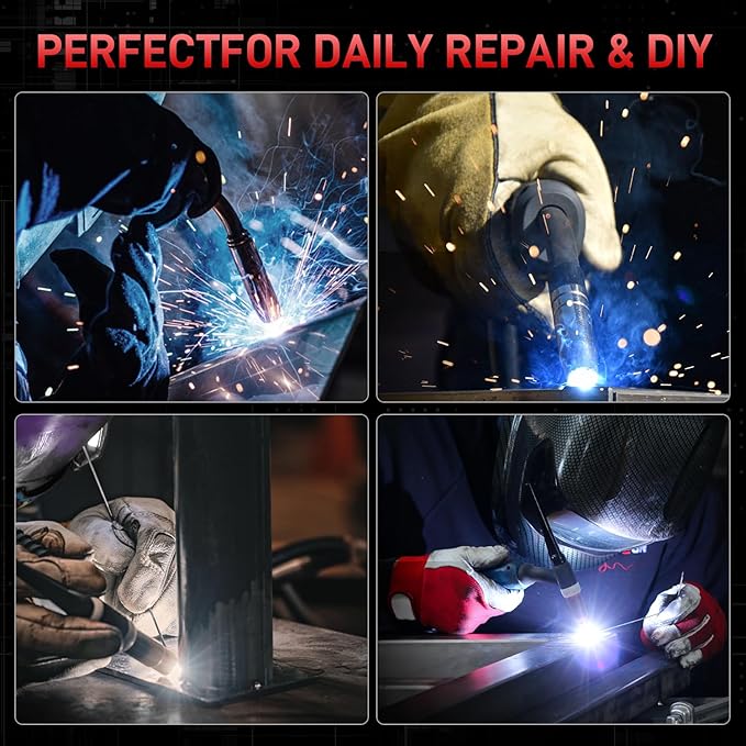 ANDELI MIG Welder, 160Apm 110V/220V Dual Voltage GAS MIG/FLUX MIG/LIFT TIG/STICK 4-In-1 Multiprocess MIG Welder, LED Digital Display Synergic Control,Gas Gasless MIG Welding Machine MIG-160 AIR