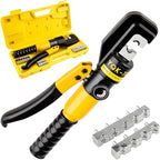 Hydraulic Crimping Tool With 9 Pairs Of Dies, 12 To 2/0 Awg, Hydraulic Wire Battery Cable Lug Terminal Crimper Crimping Tool, Crimping Easier