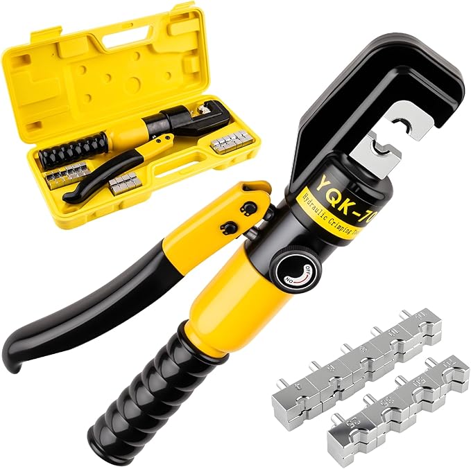 Hydraulic Crimping Tool With 9 Pairs Of Dies, 12 To 2/0 Awg, Hydraulic Wire Battery Cable Lug Terminal Crimper Crimping Tool, Crimping Easier