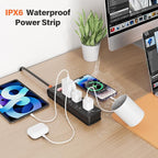 Outdoor Power Strip Weatherproof, IPX6 Waterproof Surge Protector with 3 Wide Outlets, 1875W/15A Overload Protection Switch, 6FT Extension Cord, Wall Mountable for Indoor Outdoor, UL FCC Listed