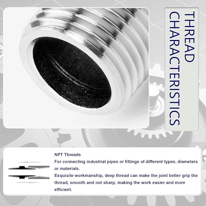 ChillWaves 304 Stainless Steel Pipe Fitting, Reducer Hex Nipple 1/4" NPT Male x 1/8" NPT Male Thread Adapter(12-PACK)