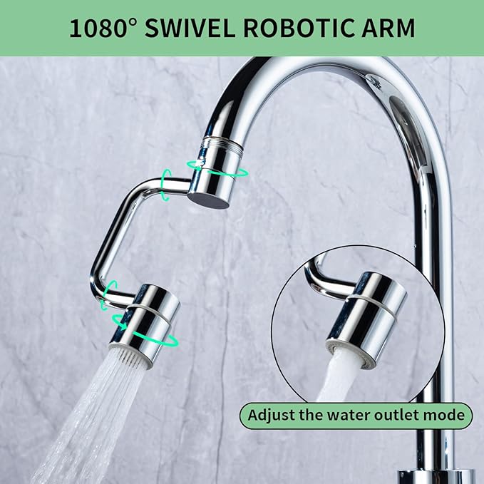 SELLO 1080° Rotating Faucet Extender for Bathroom Sink, Sink Water Faucet Aerator with Brass Extension, Sink Extender with Adjustable Swivel Arm, Fit to Faucet Threads G1/2, 15/16”, and 55/64”