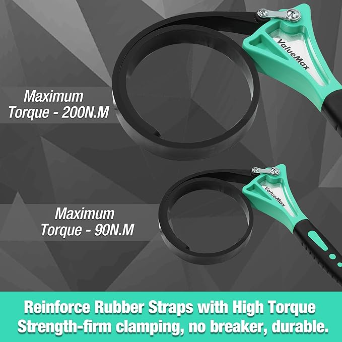 ValueMax 2-piece Strap Wrench Set, Adjustable Oil Filter Wrench with Max Diameter 4" (Small) and 6"(Large) for Shower Head Water Filter, Jar Opener Set, Green
