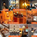 10-Pack E12 Base 60W B10 CTC Incandescent Clear Dimmable Light Bulbs Long-Lasting, Energy-Efficient, Transparent Candle Light Bulbs for Chandeliers, Ceiling Fans, Pendants, and Fireplaces