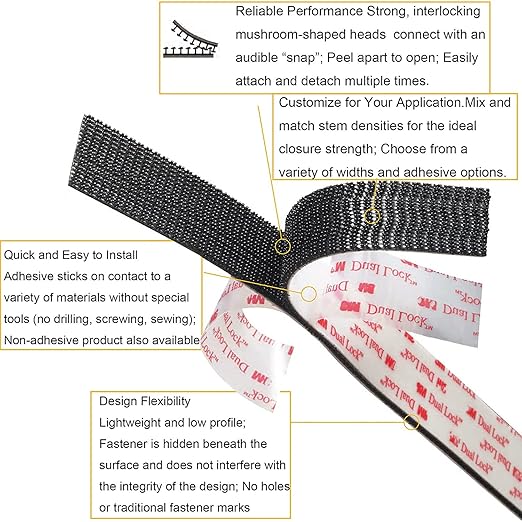 Dual Lock Fastener 2in x 4in 4pcs, Reclosable Interlocking Tape EZ Pass Holder, Heavy Duty Adhesive Hook Lock Sticky Back Mushroom Mounting Tape Clear Color for Indoor and Outdoor