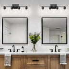 Modern 4 Light Bathroom Light Fixtures, 24 inch Bathroom Vanity Light with Clear Glass for Mirror Kitchen Living Room Hallway Cabinet Porch