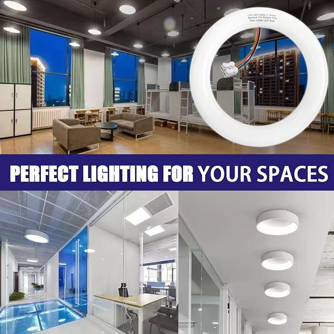 LED Replacement for FC8T9 22W and FC12T9 32W Fluorescent Bulb, 8 inch 11W for T9 22 Watts Circular Light Bulbs, 12 inch 16w for 32 Watts Circline, CRI 80, Daylight Ballast Bypass Required