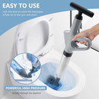 Air Plunger for Drain, High Pressure Air Drain Blaster with Visual Barometer Stainless Steel Toilet Clog Remover Toilet Unclogger Plungers for Bathroom, Toilets, Sink, Kitchen (Gray)