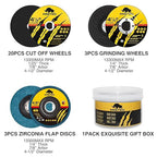 26 Packs Angle Grinder Cutting Flap Grinding Disc Wheel 4 1/2in Inches - 20 Packs 4.5"x1/4"x7/8" Cut off Wheels,3 Packs 4.5"x7/8" 60 Grit Flap Discs, 3 Packs 4.5"x1/25"x7/8" Grinding Wheels
