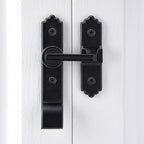 180 Degree Black Barn Door Lock, Flip Gate Latch with Handle, Heavy Sliding Door Latches, Door Security Sliding Latch Lock for Cabinets, Bathroom, Garden, Window, Garage