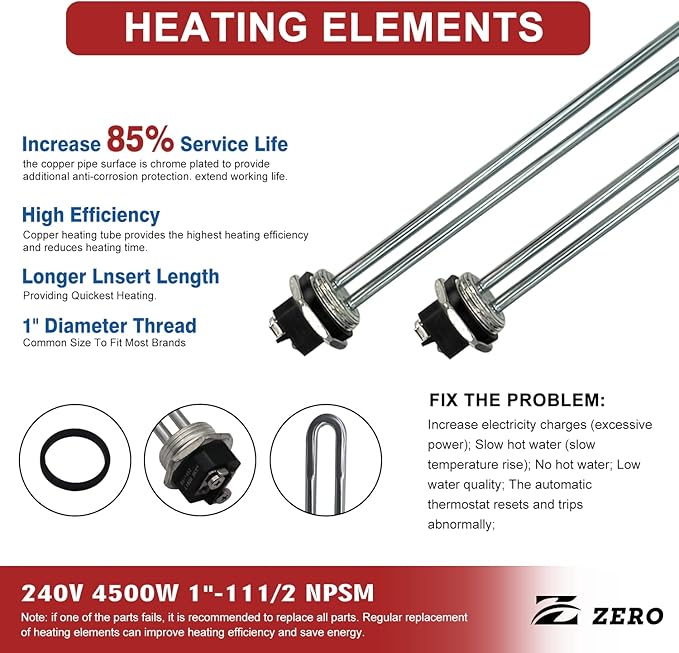 Zero EWH-01 Electric Water Heater Thermostat Plumber Repair Pack Tune-Up Kit