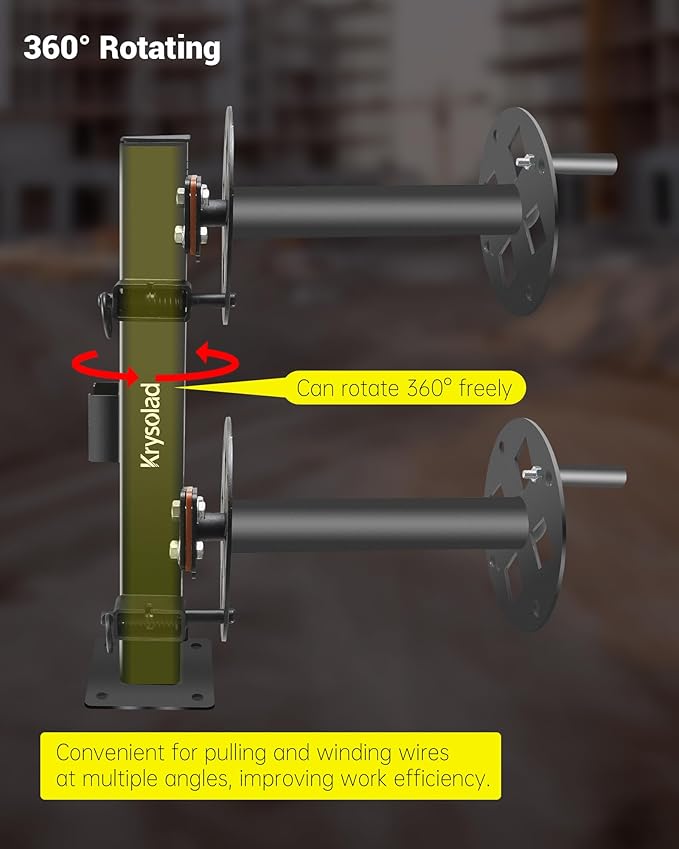 Heavy Duty Double Welding Cable Lead Reel, 10" Lockable Welding Lead Reel with 360° Rotatable Base and Metal Pin, Accommodates 150 Feet of 1/0 and 125 Feet of 2/0 Cable