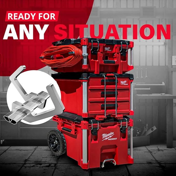 Packout Extension Cord Holder for Alpha Rail System Compatible with Milwaukee Packout Tool Box - Fits Packout Organizers - Perfect Packout Accessories Upgrade & Packout Mods Solution - Silver