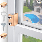 Sliding Window Locks - Adjustable Aluminum Security Locks for Horizontal & Vertical Windows (2 Sets Gold)