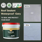 1 Gallon Gray Roof Sealant Waterproof, Elastomeric Roofing Coating Liquid Waterproofing Paint Adhesive, Solar Reflective Sealer for Outdoor Flat, Metal Roofs Leak Repair 4KG