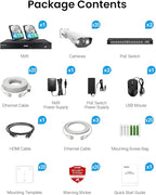 ZOSI 32 Channel 4K Security Camera System, 20x 4K Spotlight Commercial PoE Cameras Outdoor Indoor, Face Person Vehicle Detection, 2 Way Audio, 32CH 8MP Surveillance NVR with 8TB HDD for 24/7 Recording