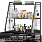 Laundry Hamper Laundry Basket with 3 Section Pull-Out Rolling Bags & 2-Tier Storage Shelf, Laundry Sorter for Organization and Storage with 2 Drawers for Laundry Room, Bathroom