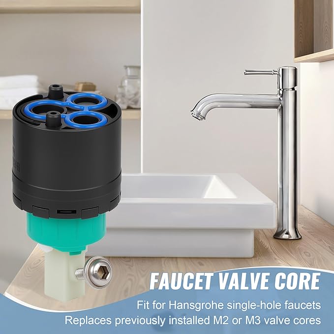 92730000 Faucet Valve Core Compatible with Hansgrohe M3/M2 Single-Hole Ceramic Cartridge 2-inch Spare Part, Durable Plastic, Black