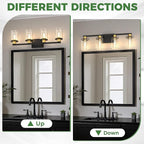 DORESshop Bathroom Light Fixtures, 4-Light Gold and Black Bathroom Lighting Fixtures Over Mirror with Clear Glass Shade, Vanity Lights for Hallway Living Room Bedroom