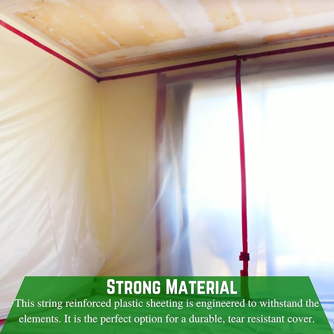 Farm Plastic Supply - Dura Skrim String Reinforced Clear Plastic Sheeting - 6 Mil - (10' x 100') - Reinforced Poly Film Tear Resistant, Weatherproof, Vapor Barrier Polyethylene Roll for Construction