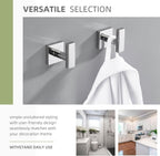 Angle Simple Bath Towel Hook 2 Pack, Stainless Steel Square Robe Coat Holder for Wall, Bathroom Kitchen Garage Wall Hook for Hanging Tools, Polished Chrome