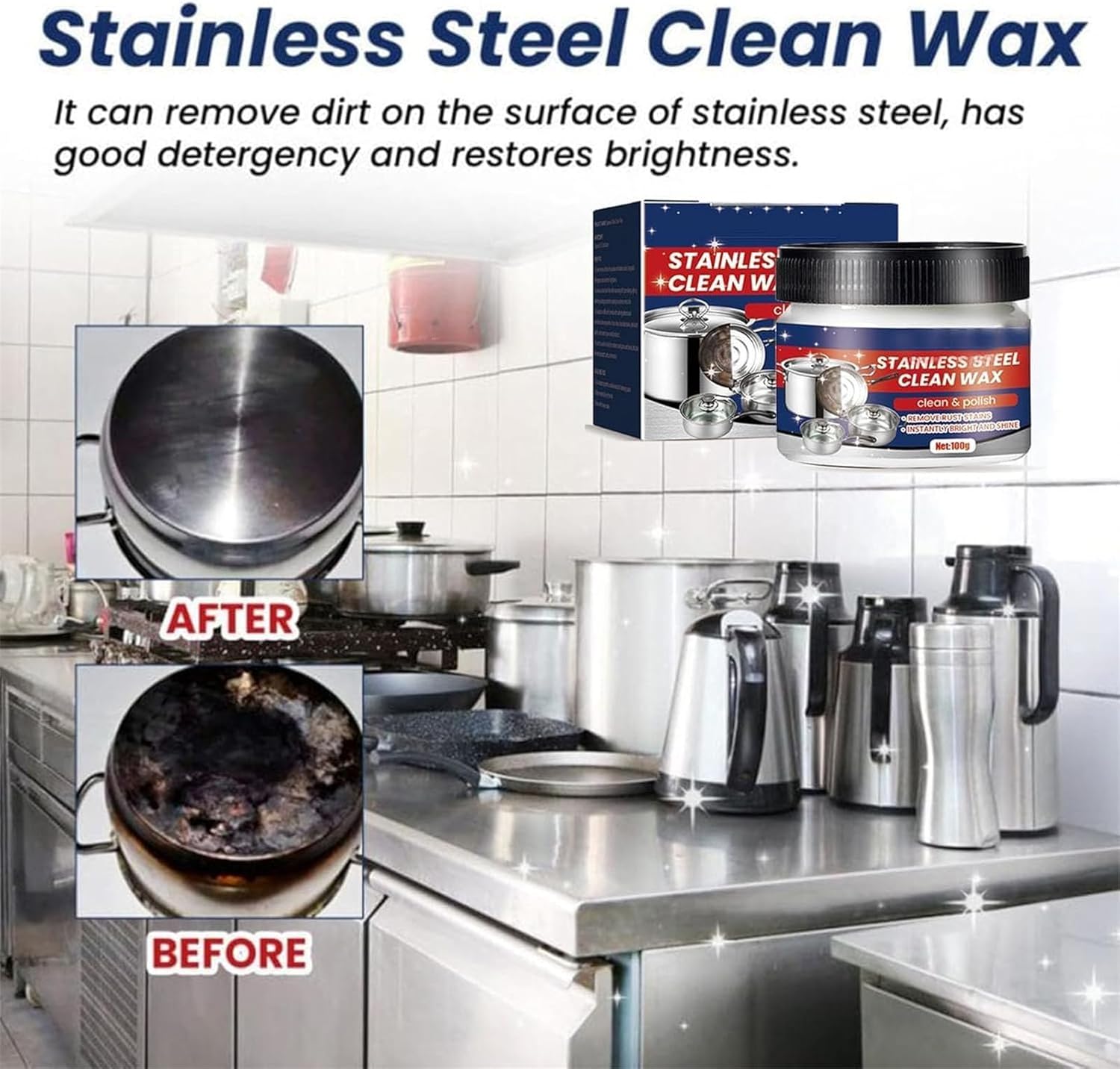 Magical Nano-Technology Stainless Steel Cleaning Paste-Surface Safe, Stainless Steel Clean Wax, Metal Polish Cream, 3 in 1 Stainless Steel Wax Cleaner, for Grease, Oven, Sink (1)