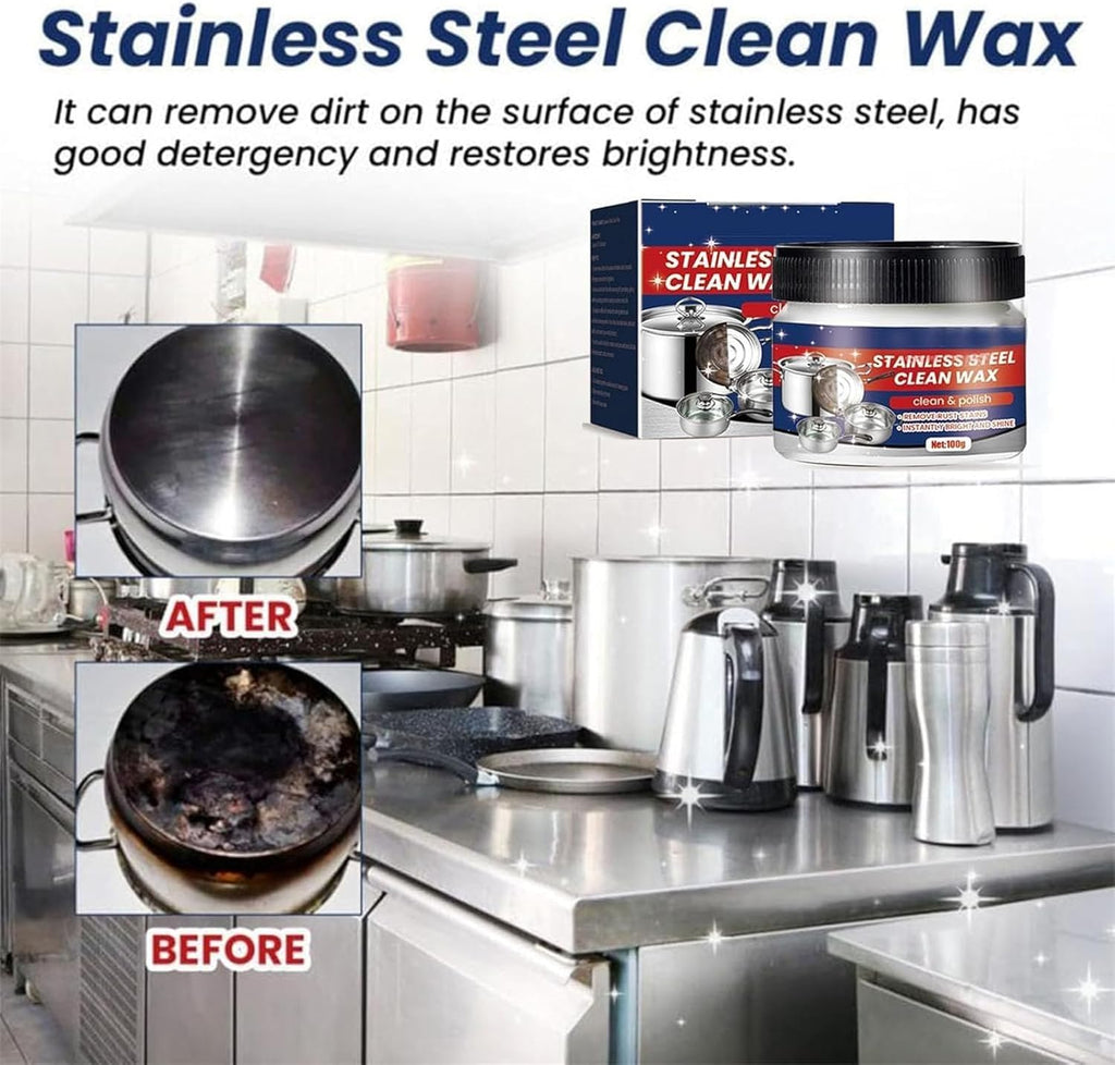 Magical Nano-Technology Stainless Steel Cleaning Paste-Surface Safe, Stainless Steel Clean Wax, Metal Polish Cream, 3 in 1 Stainless Steel Wax Cleaner, for Grease, Oven, Sink (2)