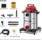Vacmaster VOC812SF 1101 8-Gallon Premium Stainless Steel Wet/Dry Vacuum, Red Edition, 8 Gal