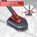 Tile Tub Scrubber Brush No Scratch with 4 Different Function Cleaning Heads and 51" Long Handle- Shower Scrubber for Cleaning Bathroom Kitchen Toilet Wall,Bathtub,Sink，Floors, Walls, mats, Ceilings