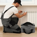 Small Tool Bag,Close Top Wide Mouth Tool Organizer Bag,Large Capacity Tool Bags for Men,Canvas Tool Storage Bag for Storage Handbag for Screwdrivers,Wrench,Pliers Hand Tools (Gray, 12 Inch)