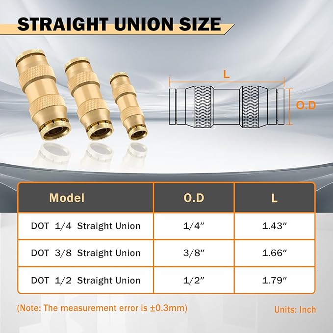 CheeMuii 23 PCS Brass DOT Air Line Fittings with 30FT 1/4" and 20FT 3/8" DOT Air Line Kit Push Lock Quick Connect Fittings with Pneumatic Tubing Set