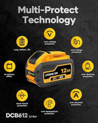 60V Battery 12ah Replacement for Dewalt Batteries 60 Volt DCB606 DCB609 DCB612 4 Pack, Compatible with Dewalt 20V 60V Cordless Power Tools