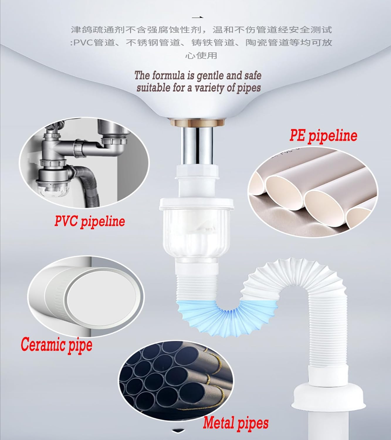 YIZHONG Fast-Acting Foaming Drain Cleaner Powder - Powerful Unclogging for Kitchen Sink and Toilet Pipes