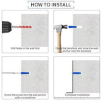 Concrete Anchors Kit - 100Pcs Drywall Anchors & 100Pcs Screws with Bit for Stucco, Masonry, Brick & Dry Wall