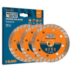 4-1/2 Inch Diamond Cutting Blade, Turbo Rim for Angle Grinder Circular Saw Cutter Wheel Dry Wet for Masonry/Concrete/Brick/Stone, 7/8"-5/8" Arbor (115mm, 3 PCS)