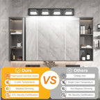 Ralbay 30inch Black Vanity Light for Bathroom with 5 Color Temperatures (3000K-6000K) Dimmable Metal Acrylic Modern LED Matte Black Bathroom Light Fixtures (4-Light)