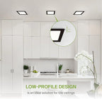 ASD 6 Pack LED Square Recessed Lighting 6 Inch, 5 CCT 2700K-5000K CRI90+, 15W 60W Eqv, Ultra Thin Dimmable Ceiling Lights with J Box, Canless Wafer Downlight, Slim Panel Light, UL Energy Star, Black
