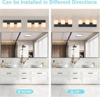 3 Light Modern Bathroom Light Fixtures Over Mirror, Black Vanity Lights for Bathroom Wall Sconces with Milky White Glass Shades, E26 Socket (Bulbs Not Included)