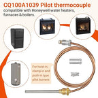 30Inch Thermocouple Compatible with Honeywell Water Heaters, CQ100A1039 Gas Furnaces Thermocouple for Twist-in, Clamp-in and Push-in Type Pilot Burners, Boilers Thermal Coupler Parts