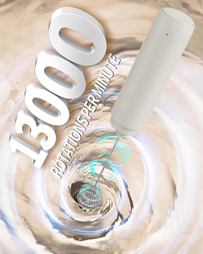 CIRCLE JOY Portable Rechargeable Milk Frother Hanheld, Dual Spring Whisk Electric Coffee Frother Wand Drink Mixer for Matcha Lattes Cappuccino, Kitchen Gifts, Beige