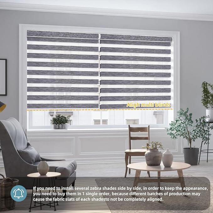 SmartWings Motorized Zebra Shades Work with HomeKit, Alexa, Google Home, 60% Blackout Light Filtering Day Night Sheer Blinds, Privacy Light Control, for Home/Office, Customized, Dreamscape