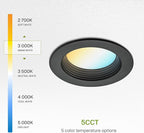 ASD 4 Inch Retrofit LED Recessed Lighting | Metal Trim Black 10W 849LM 120V 2700K-5000K Adjustable Ceiling Downlights | Triac Dimmable Wet Rated Room Can Lights, ETL Energy Star