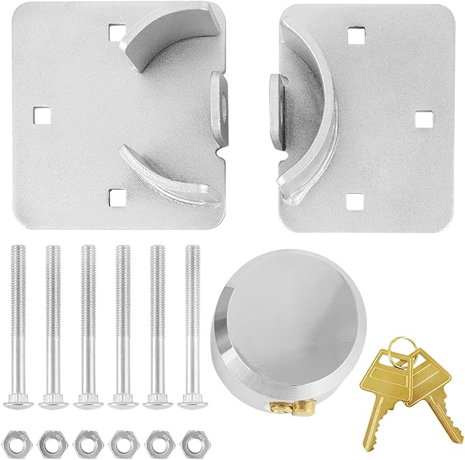 QWORK 2 Pack Hidden Shackle Padlock Keyed Alike,Heavy Duty Hasp 73MM Van Door Padlock for Trucks, Gates, Vans, Vending Machines - with 2 Keys and Hasp
