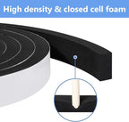 Weather Stripping Door Seal Strip (3/5 Inch X 1/4 Inch X 16Feet), Strong Adhesive, Lightproof, Soundproof, Weatherproof Foam Tape Insulation for Sliding Door, Front Door Frame, Windows- Black