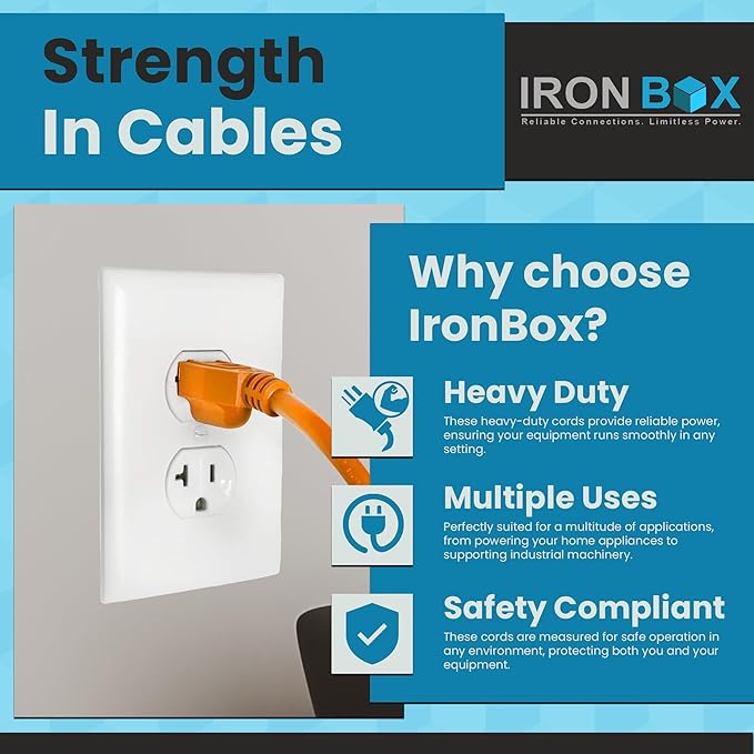 IronBox Electric - Heavy-Duty 5-15P to C13 Power Cord - 3 Prong 15A 125V 14/3 SJT PC Cable - Cord for Computer, Monitor, Subwoofer, Amplifier - Cable for Power Supply - (Red 2 Foot)