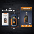 Pinless Wood Moisture Meter for Walls & Drywall | Digital Moisture Detector, Concrete Moisture Meter & Firewood Reader | GS130 USB-C Rechargeable Humidity Tester