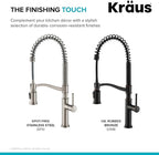 KRAUS Sellette Commercial Style Pull-Down Kitchen Faucet and Deck Plate in Spot Free Stainless Steel, KPF-1683SFS