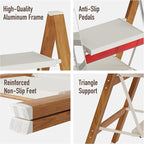 3 Step Lightweight Aluminum Folding Ladder, Portable Step Stool with Wide Anti-Slip Pedals, 330 lbs Capacity for Home,Cleaning Tasks（White&Woodgrain）