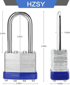 Padlocks Keyed Alike, Pack of 6, Laminated Steel Keyed Lock (1-9/16", 40mm), Padlocks with Same Key, Long Shackle, for Toolbox, Locker & StorageUnit or More